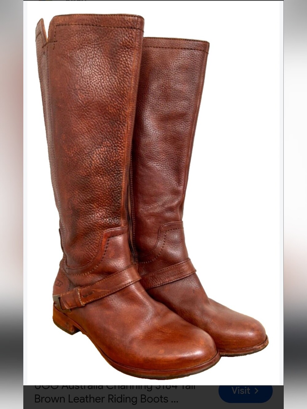 UGG Brown Distressed Leather Tall Riding Boots Harness Moto Equestrian. Size 8